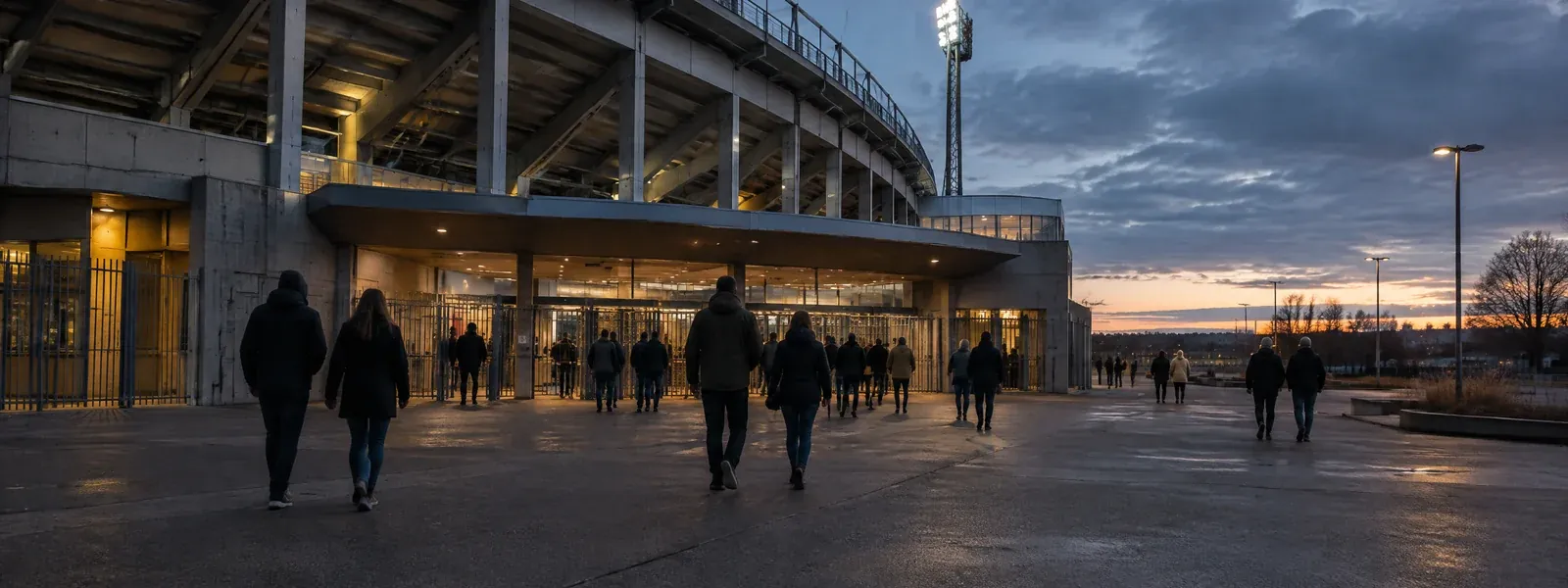 Publik på väg in på en fotbollsstadion